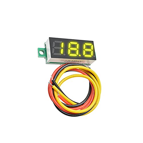 Voltage Tester,DC 0V-100V Mini Digital DC Voltmeter with 0.28 inch LED Display (5 Pcs), Blue,Green,White,Red