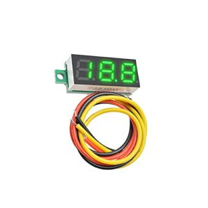 Voltage Tester,DC 0V-100V Mini Digital DC Voltmeter with 0.28 inch LED Display (5 Pcs), Blue,Green,White,Red