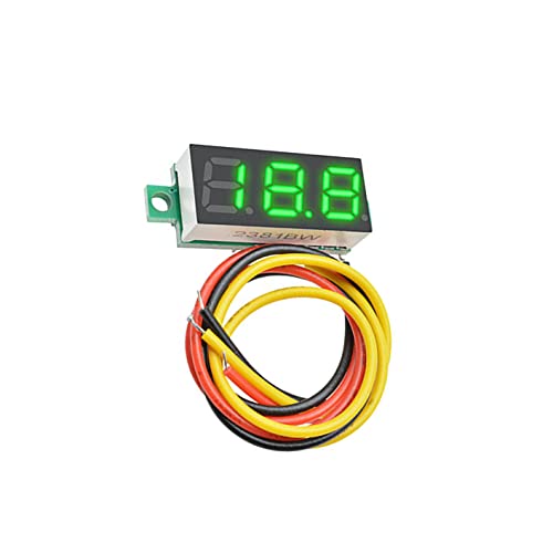 Voltage Tester,DC 0V-100V Mini Digital DC Voltmeter with 0.28 inch LED Display (5 Pcs), Blue,Green,White,Red