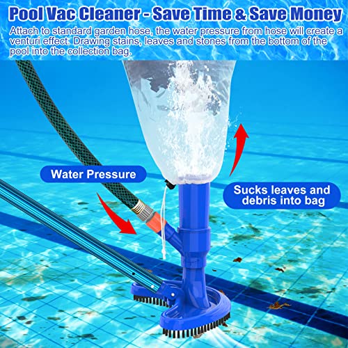 CKE 2022 Upgraded Portable Pool Vacuum Jet Underwater Cleaner W/Brush Bag, Handheld Pool Vacuums Swimming Portable Pool Mini Jet Vacuum Pool Cleaner Pool Spa Jet Vac for Above Ground Pool Vacuum Head