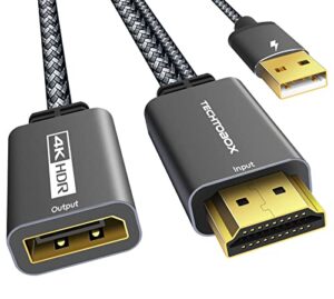 techtobox hdmi to displayport adapter 4k@60hz [braided, high speed] hdmi male to dp female converter cable compatible for pc graphics card laptop mac mini ns ps5/4 xbox one/360 -black