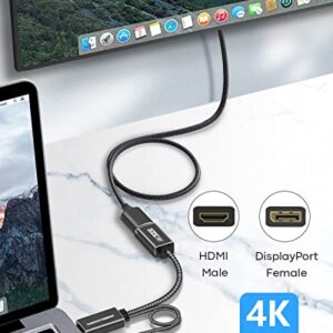 TECHTOBOX HDMI to DisplayPort Adapter 4K@60Hz [Braided, High Speed] HDMI Male to DP Female Converter Cable Compatible for PC Graphics Card Laptop Mac Mini NS PS5/4 Xbox One/360 -Black