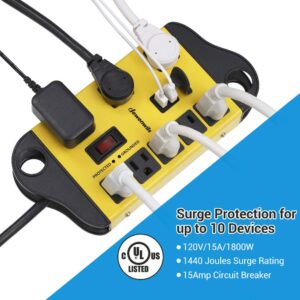 DEWENWILS Workshop Power Strip with 15FT Long Extension Cord, UL Listed
