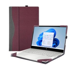 vevood laptop cover for hp envy x360 laptop 15t /15z-xxx/ 15-ed/15-er/15-ep/15t-es100...all inclusive drop case 15.6" pu leather inside pocket cover (15.6inch, red wine)