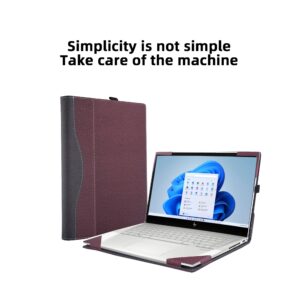 VEVOOD Laptop Cover for HP Envy x360 Laptop 15t /15z-XXX/ 15-ed/15-er/15-ep/15t-es100...All Inclusive Drop Case 15.6" PU Leather Inside Pocket Cover (15.6inch, red Wine)