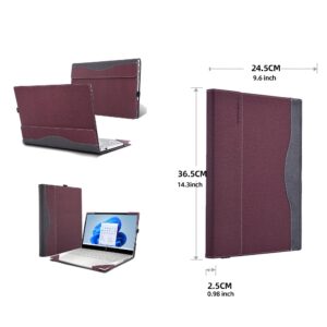 VEVOOD Laptop Cover for HP Envy x360 Laptop 15t /15z-XXX/ 15-ed/15-er/15-ep/15t-es100...All Inclusive Drop Case 15.6" PU Leather Inside Pocket Cover (15.6inch, red Wine)