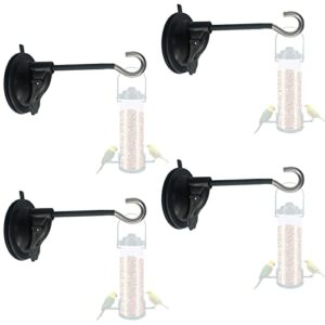 4 pack window suction cup bird feeder hanger for bird feeders and wind chimes and plant, bird feeder hook with strong suction cup, using the glue drop process- no feeder and wind chimes and plant
