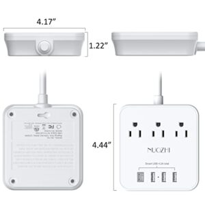 Cruise Essentials,6 Ft Power Strip with 3 Outlets and 4 USB Ports(1 USB C), Non Surge Protector for Cruise Ship, Travel, Home Office, ETL Listed, White