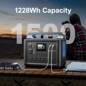 Portable Power Station 1228Wh/1500W, VDL HS1500 LiFePO4 Solar Generator Fully Charged 2 Hours, 6x110V Pure Sinewave AC Outlets Backup Battery Power Supply for Home Use Outdoor Camping RV Emergency