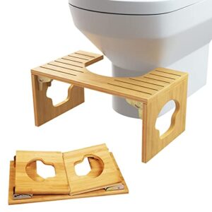 bamboo poop stool, foldable toilet stool squat adult with anti slip layer, bathroom potty stool by bulkpanda