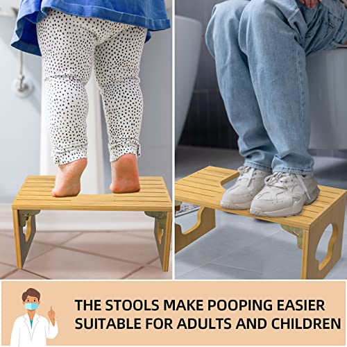 Bamboo Poop Stool, Foldable Toilet Stool Squat Adult with Anti Slip Layer, Bathroom Potty Stool by Bulkpanda