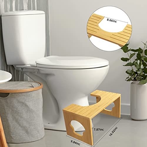 Bamboo Poop Stool, Foldable Toilet Stool Squat Adult with Anti Slip Layer, Bathroom Potty Stool by Bulkpanda