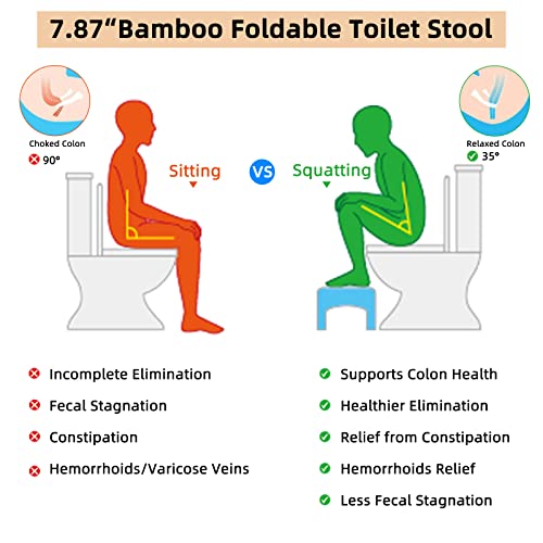 Bamboo Poop Stool, Foldable Toilet Stool Squat Adult with Anti Slip Layer, Bathroom Potty Stool by Bulkpanda