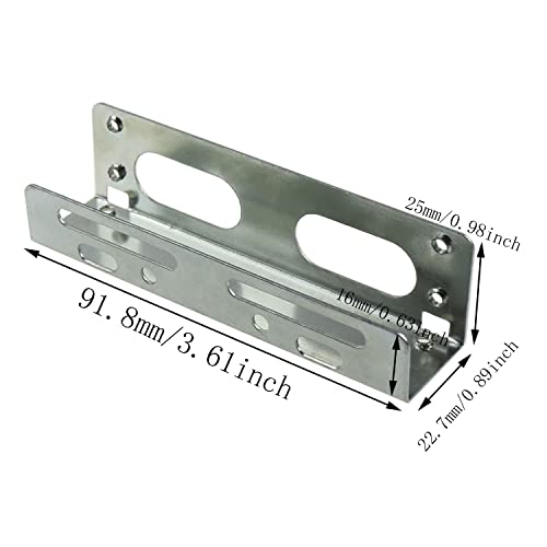 ZZHXSM 2 Sets Mounting Bracket 3.5" to 5.25" Hard Disk Drive Alloy Mounting Bracket Adapter with Screws Fits 5.25" Internal Drive Bays, Compatible with All Types of 3.5" Hard Disk Drives (HDD/SSD)