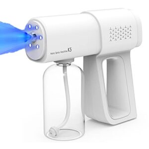 professional disinfectant fogger machine, 380ml wireless nano sprayer gun handheld sanitizer fogger, blue light foggers for touchless sanitization (white)