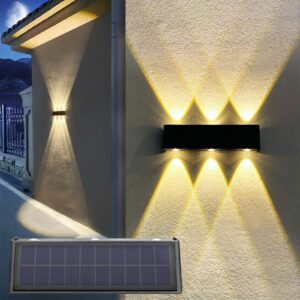 mrzxy solar wall lights outdoor aluminum housing waterproof up and down wall sconce dusk to dawn led outdoor lighting for house yard deck garage front porch