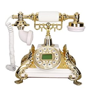 vintage corded telephone, classic landline telephone old fashioned corded telephone with lcd display, wired home office telephone with redial function push button for home hotel office decor