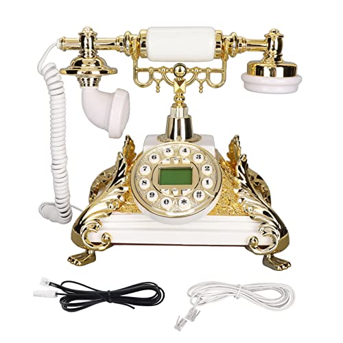 Vintage Corded Telephone, Classic Landline Telephone Old Fashioned Corded Telephone with LCD Display, Wired Home Office Telephone with Redial Function Push Button for Home Hotel Office Decor