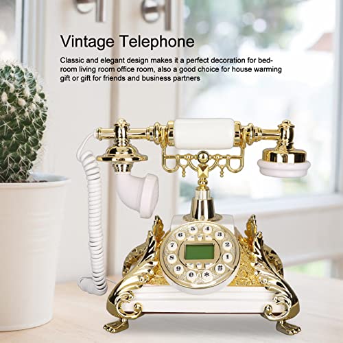 Vintage Corded Telephone, Classic Landline Telephone Old Fashioned Corded Telephone with LCD Display, Wired Home Office Telephone with Redial Function Push Button for Home Hotel Office Decor
