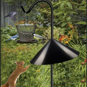 Queension 19-inch Wide Squirrel Proof Baffle,Squirrel Guard Stopper for Outside Shepherd Hooks or OutdoorBird Feeder Poles, Save Bird Houses from Squirrels, Rodents and Raccoons, Black, 2 Pack…