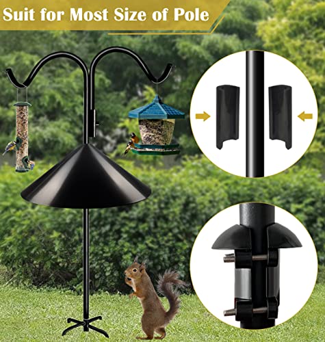 Queension 19-inch Wide Squirrel Proof Baffle,Squirrel Guard Stopper for Outside Shepherd Hooks or OutdoorBird Feeder Poles, Save Bird Houses from Squirrels, Rodents and Raccoons, Black, 2 Pack…