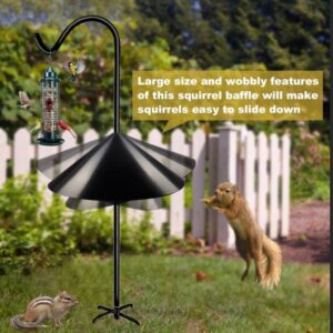 Queension 19-inch Wide Squirrel Proof Baffle,Squirrel Guard Stopper for Outside Shepherd Hooks or OutdoorBird Feeder Poles, Save Bird Houses from Squirrels, Rodents and Raccoons, Black, 2 Pack…