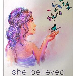 Inspirational 'She Believed She Could So She Did' Wall Art Poster Unframed, Positive Quotes Motivational Wall Decor for Women, Inspiring Girl & Butterflies Bedroom Wall Posters by Briteside Vibes