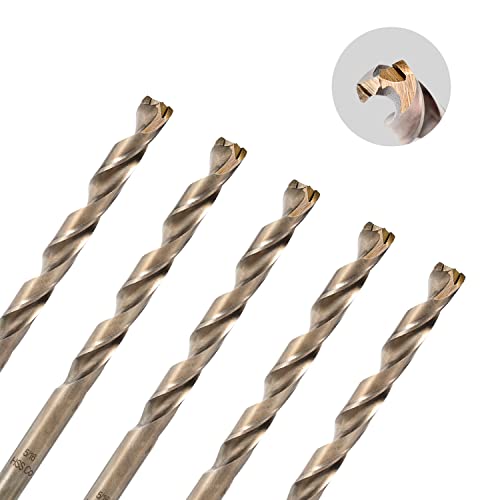 AugTouf 5/16" inch Tri-Blade Tip Cobalt Drill Bits(5Pcs), M35 High Speed Steel Jobber Length Twist Drill Bit Set for Hardened Metal, Stainless Steel and Cast Iron