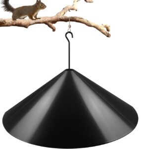 queension squirrel baffle wrap guard around protects hanging bird feeders for outdoor shepherd’s hook, save bird houses from squirrels, raccoons, and rodents - hang mount 19 inch 1pcs