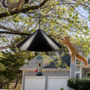 Queension Squirrel Baffle Wrap Guard Around Protects Hanging Bird Feeders for Outdoor Shepherd’s Hook, Save Bird Houses from Squirrels, Raccoons, and Rodents - Hang Mount 19 Inch 1pcs