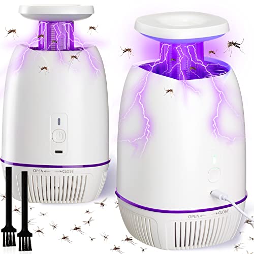 2 Pieces Mosquito Zapper Indoor Electric Bug Zapper Mosquito Lamp Trap Electric Insect Killer Fly Insects Trap with UV Light Attractant and Strong Fan for Home Restaurant Office Camping