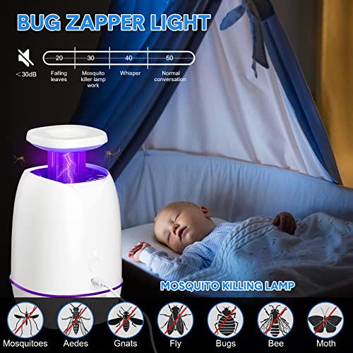 2 Pieces Mosquito Zapper Indoor Electric Bug Zapper Mosquito Lamp Trap Electric Insect Killer Fly Insects Trap with UV Light Attractant and Strong Fan for Home Restaurant Office Camping