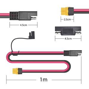 RIIEYOCA SAE to XT60 Connector Adapter,12AWG Cable SAE Solar Panel Connect,with SAE Reverse Adapter for Portable Power Station & Solar Generator(Cable:1m)