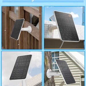 Solar Panel for Security Camera, 5V 4W Solar Panels Charger Compatible with Eufycam 2C/2C Pro/2/2 Pro/E20/E40/E, Micro USB & Type-C Port, IP65 Waterproof, 9.8ft Charging Cable & Wall Mount, 2 Pack