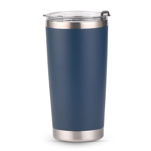 Custom Laser Engraved Insulated 20oz & 30oz Tumblers w/Splash Proof Lid - Personalized Gifts (20oz Tumbler, Navy Blue)