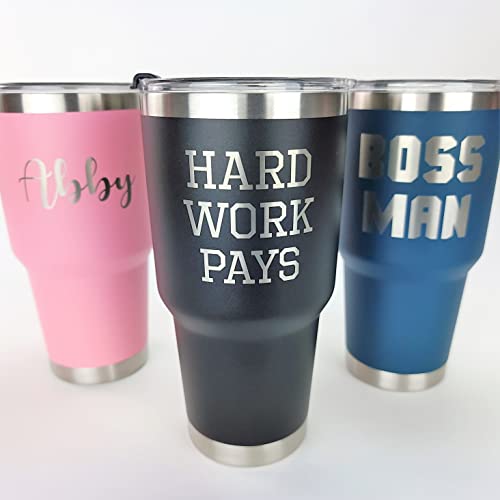 Custom Laser Engraved Insulated 20oz & 30oz Tumblers w/Splash Proof Lid - Personalized Gifts (20oz Tumbler, Navy Blue)