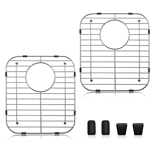 Kitchen Sink Grid 2 Pcs, 13" x 11-5/8", APPASO Sink Protectors for Kitchen Sink Rear Drain, Stainless Steel Sink Protectors for Single or Double Bowl Sink, Kitchen Sink Rack for Bottom of Sink