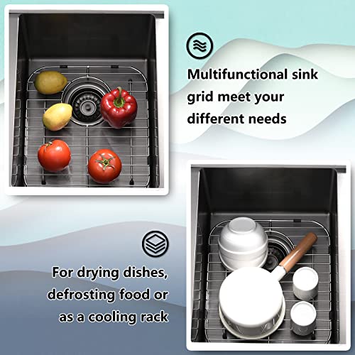 Kitchen Sink Grid 2 Pcs, 13" x 11-5/8", APPASO Sink Protectors for Kitchen Sink Rear Drain, Stainless Steel Sink Protectors for Single or Double Bowl Sink, Kitchen Sink Rack for Bottom of Sink