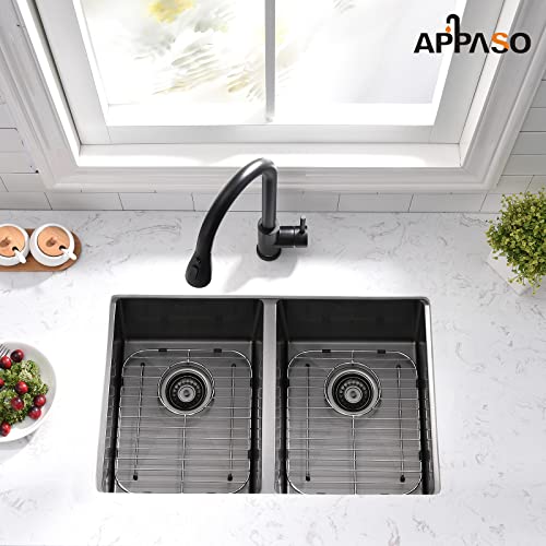 Kitchen Sink Grid 2 Pcs, 13" x 11-5/8", APPASO Sink Protectors for Kitchen Sink Rear Drain, Stainless Steel Sink Protectors for Single or Double Bowl Sink, Kitchen Sink Rack for Bottom of Sink