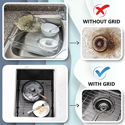 Kitchen Sink Grid 2 Pcs, 13" x 11-5/8", APPASO Sink Protectors for Kitchen Sink Rear Drain, Stainless Steel Sink Protectors for Single or Double Bowl Sink, Kitchen Sink Rack for Bottom of Sink