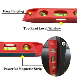 3 PCS Magnetic Torpedo Level, 6 Inch Bubble Level with 45°/90°/180° Bubbles, Shock Resistant Magnetic Level Tool for Measuring