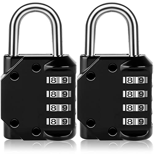 Vervida Combination Lock Resettable 2 Pack 4 Digit Outdoor Waterproof Combo Padlock for School Gym Locker, Sports Locker, Fence, Toolbox, Gate, Hasp Storage (Black)