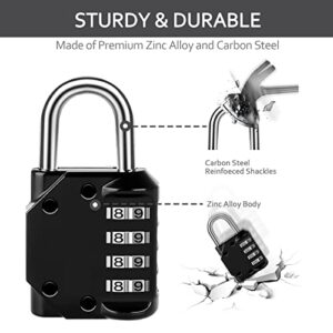 Vervida Combination Lock Resettable 2 Pack 4 Digit Outdoor Waterproof Combo Padlock for School Gym Locker, Sports Locker, Fence, Toolbox, Gate, Hasp Storage (Black)