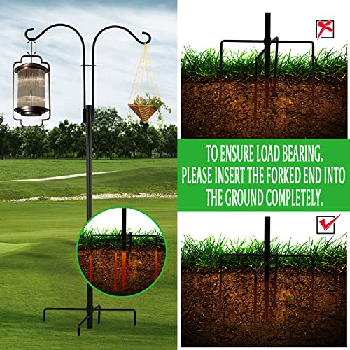 LOLOST 60 Inch Tall Shepherd Hooks with 5-Forked Base, Adjustable Heavy Duty Bird Feeder Pole Stand Hanger, Shepards Hooks for Outdoor Suitable for Light Solar Lantern Mason Jar Wedding,2 Pack