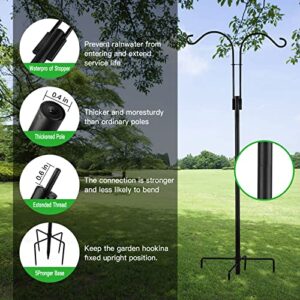 LOLOST 60 Inch Tall Shepherd Hooks with 5-Forked Base, Adjustable Heavy Duty Bird Feeder Pole Stand Hanger, Shepards Hooks for Outdoor Suitable for Light Solar Lantern Mason Jar Wedding,2 Pack