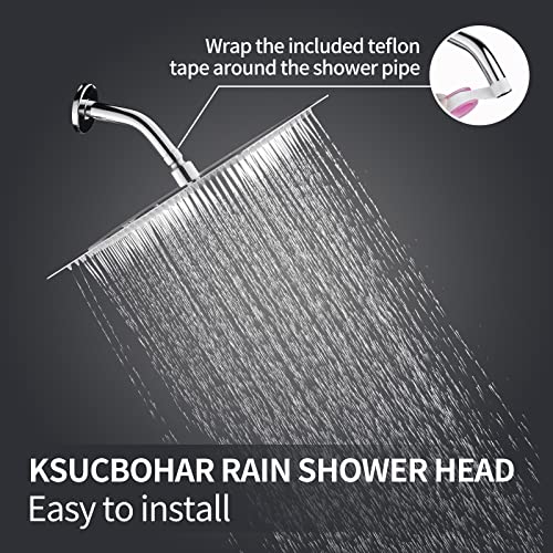 KSUCBOHAR Shower Head, 12 Inch High Pressure Rain Shower Head, Pressure Boosting Shower Head, Awesome Shower Experience, Stainless Steel Rainfall Shower Head (Square glossy)