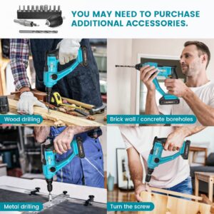 Berserker 20V Cordless 11/16" SDS-Plus Rotary Hammer Drill with 2.0Ah Lithium-Ion Battery Operated and Fast Charger, 2 Functions Variable Speed Sub-Compact Rotomartillo-Including 3 Drill Bits