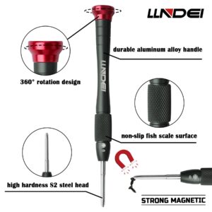 LLNDEI Mini Precision Aluminum Screwdriver Set 6 in 1, S2 Tiny Screwdrivers Set Repair Tool Kit Clocks/Watches/Eyeglasses/Laptop/PC (Slotted-1.5, 2.5mm/Phillips-PH000,PH00,PH0,PH1)