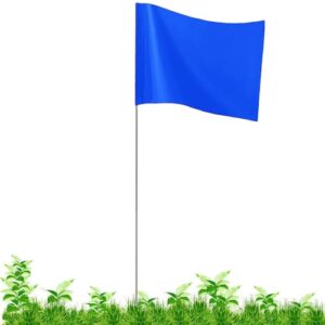blue marker flags, 100 pack construction marking flags,4x5x16 inch, yard flags marker, lawn flags, invisible fence, survey flags, landscape flags, stake flags, boundary flags dog training