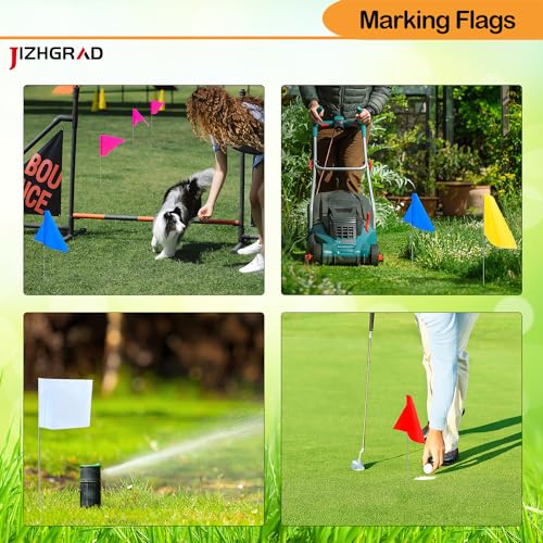 Blue Marker Flags, 100 Pack Construction Marking Flags,4x5x16 Inch, Yard Flags Marker, Lawn Flags, Invisible Fence, Survey Flags, Landscape Flags, Stake Flags, Boundary Flags Dog Training